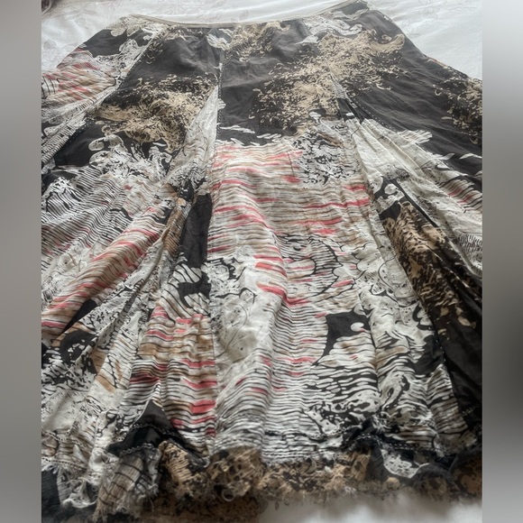 Vintage Brown Pink Patchwork Silk Cotton Skirt 12 Fairycore Goblincore Y2K Boho - Picture 2 of 12